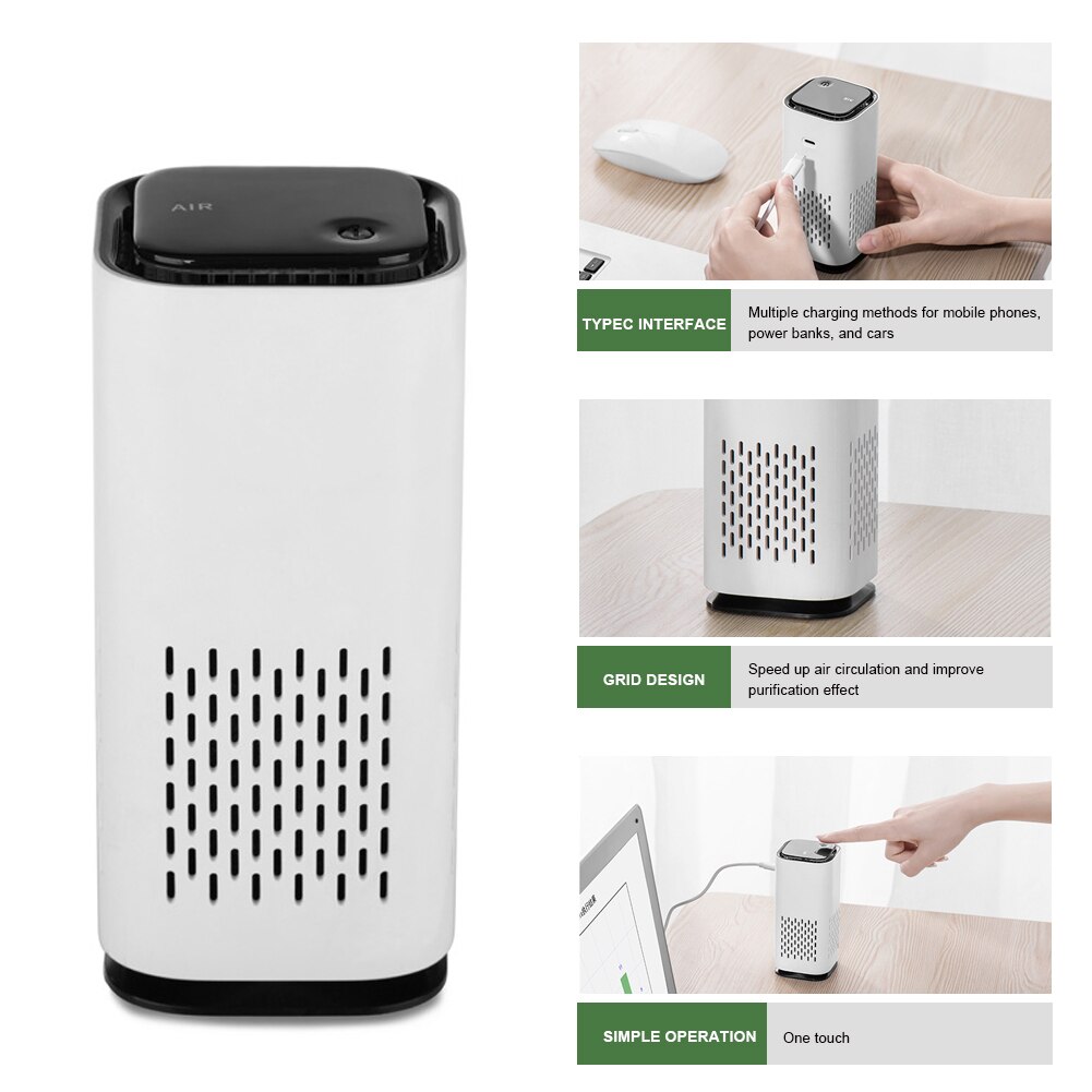 Air Purifier Anion Air Purification Activated Carbon Air Freshener Ionizer Cleaner Dust Cigarette Smoke Remover USB