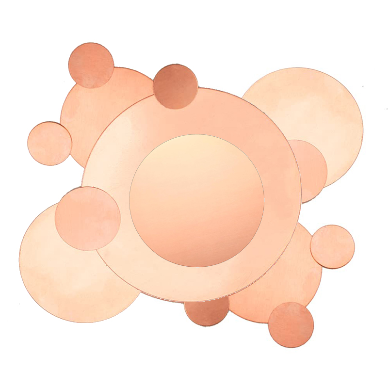 Plaque ronde en cuivre pur T2 Universal Parts, plaque ronde en cuivre pur, épaisseur 0.5-3mm, diamètre 30mm, 50mm, 60mm, 80mm