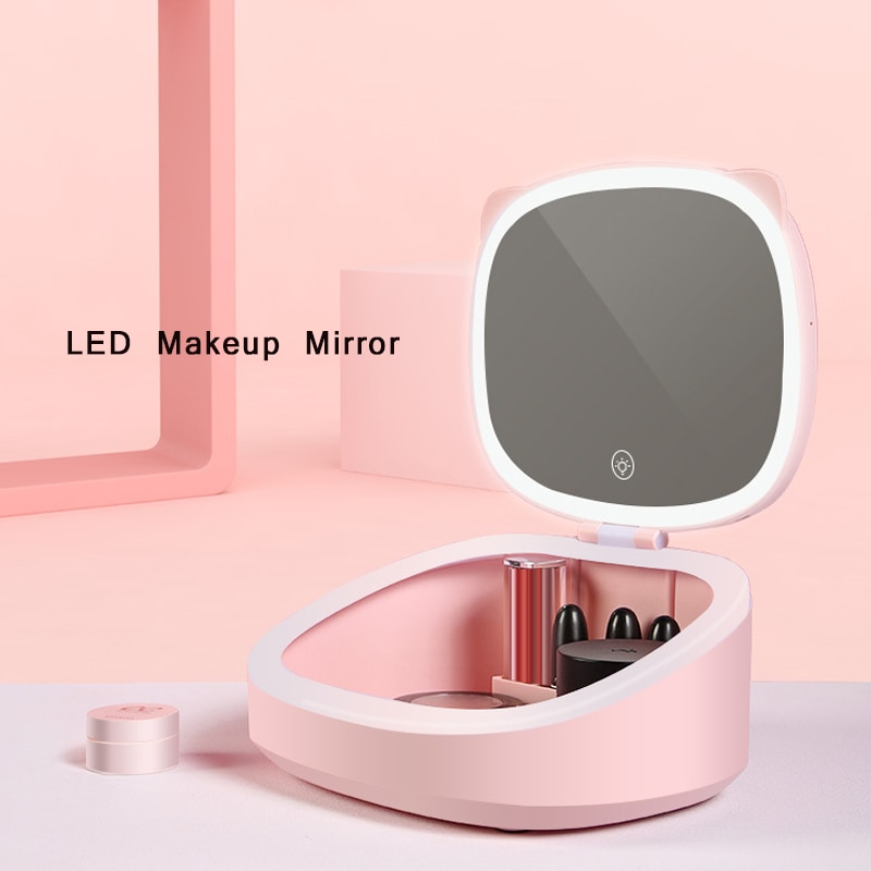 Make-Up Spiegel Met Led Licht Opbergdoos M141 Led Vanity Mirror Cosmetische Organizer Verlichte Led Make-Up Spiegel Schoonheid Licht