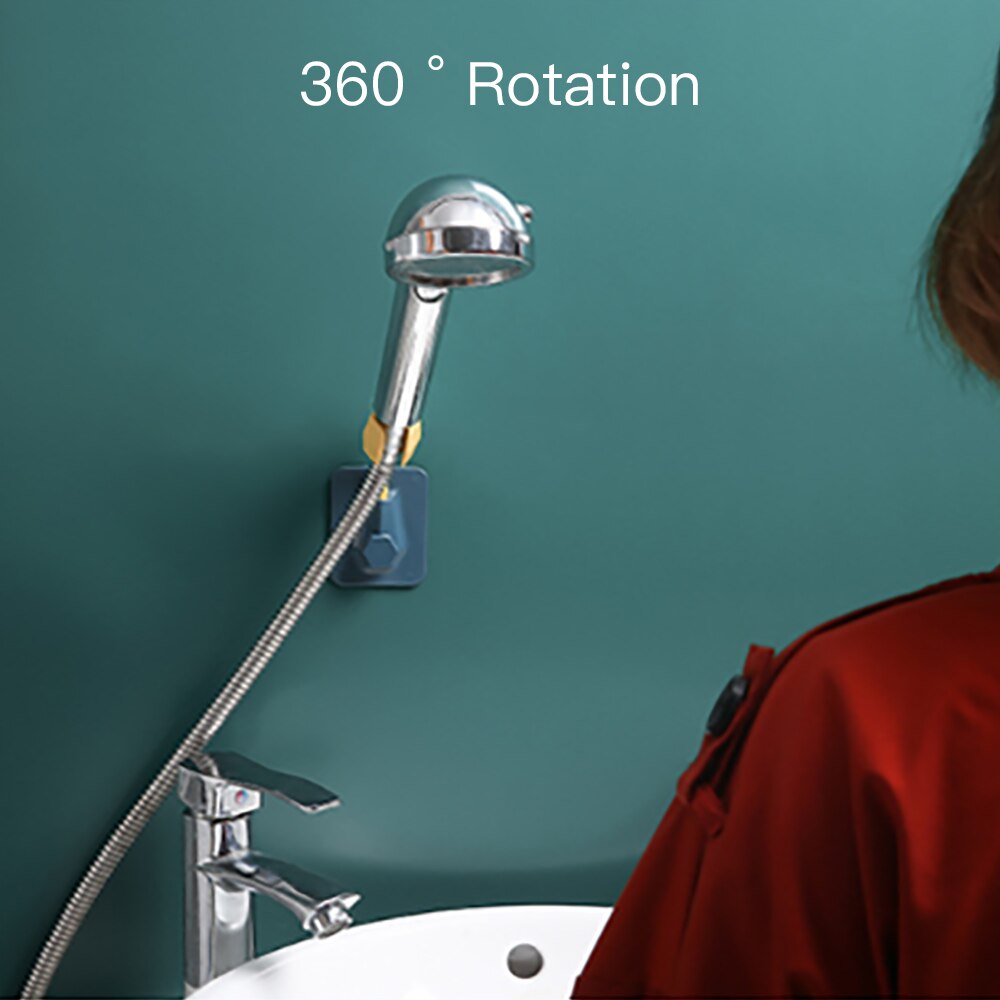 Adjustable Waterproof Shower Head Holder Adhesive Stick Wall Mounted Bath Holder Shower Head Sprinkler Base