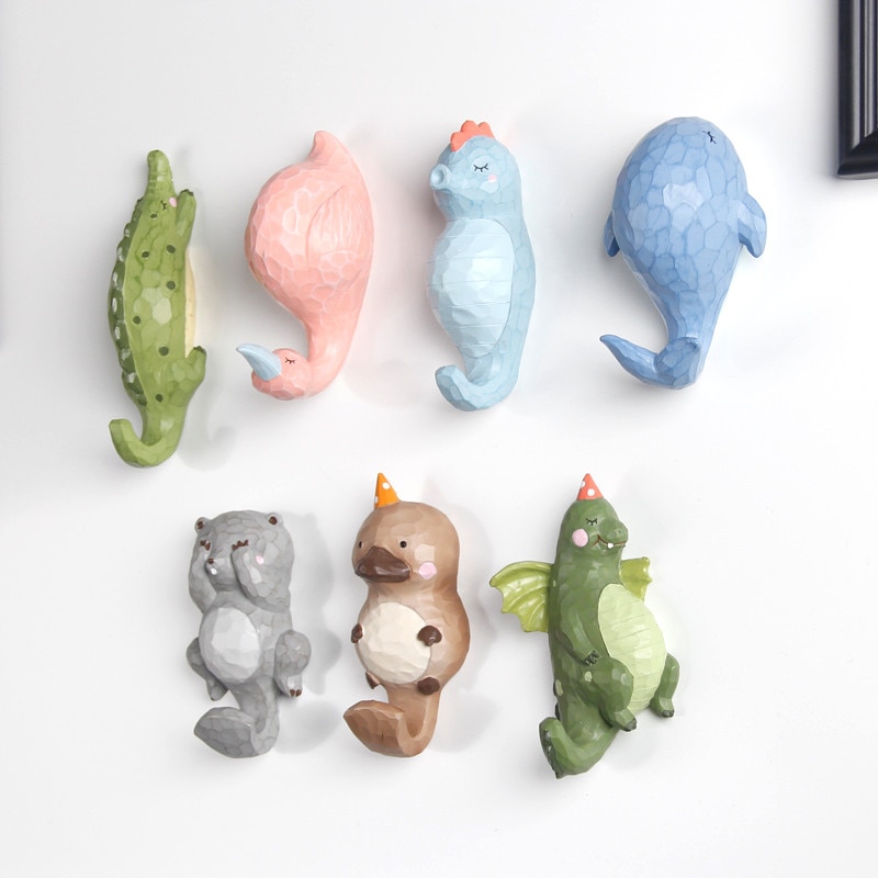 Schattige cartoon deur hoeden/kledinghanger haak dieren kinderen huishoudelijke versiering hars wandhaak kapstok het beste voor kinderen