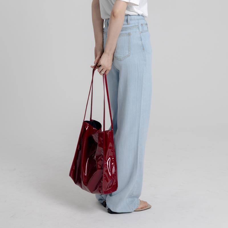 Vintage dames grote capaciteit dames boodschappentas lakleren dames schoudertassen casual effen kleur tote handtassen