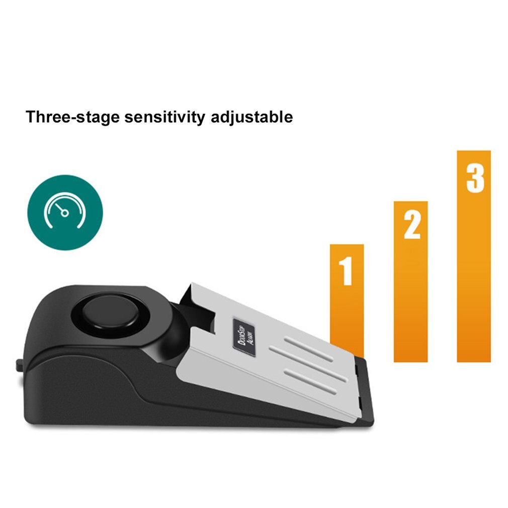 Mini Wireless Vibration Alarm 120dB Door Stop Alarm for home Wedge Shaped Stopper Alert Security System Block Blocking System