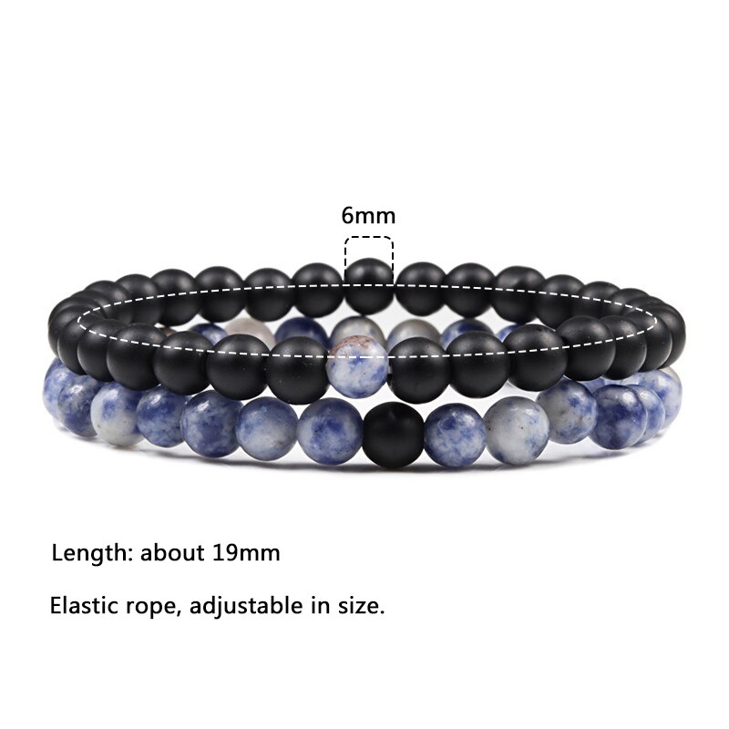 2Pcs/Set Couples Distance Bracelet Natural Stone Tiger Eyes Lava Beaded Bracelets & Bangles Men Women Jewelry Best Friend