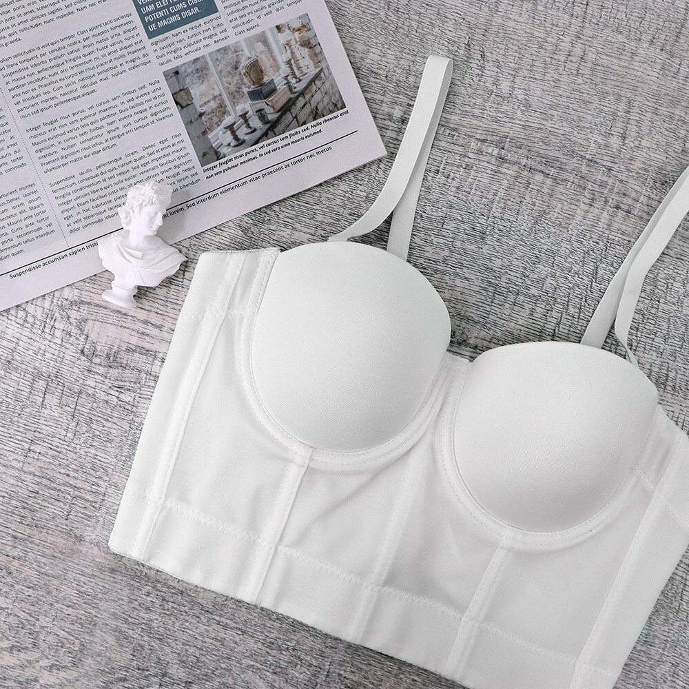 Top de tubo con almohadilla para el pecho para mujer, corpiño Sexy blanco a la , corsé, Tops cortos, A1068