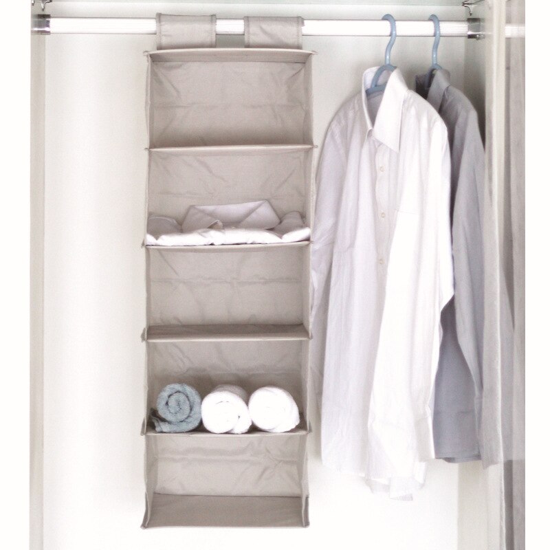White 5 Layers Hanging Storage Bag Closet Wardrobe Organizer Bedroom Clothing Organizer For Closet Oxford Fabric Room Organizer
