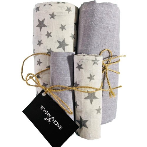 Sevgin Home Müslin tissu bébé drapé et bouche lingette Beş&#39;li ensemble