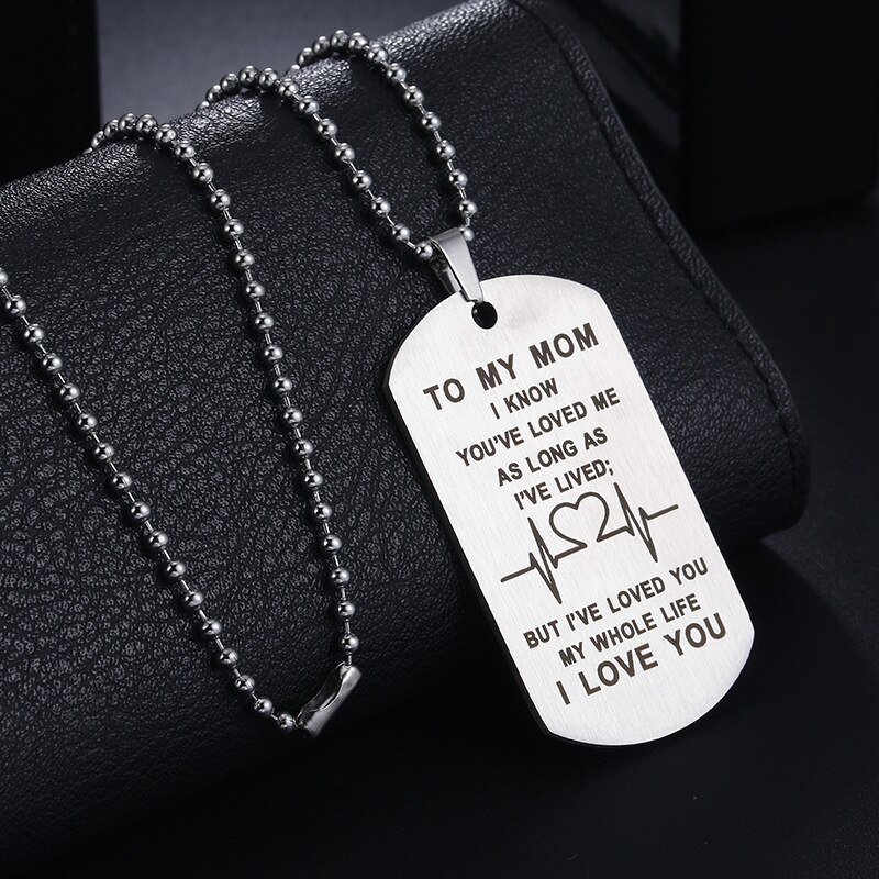 Mode Moederdag Sieraden Rvs Tag Ketting Om Mijn Moeder Brief Army Hanger Ketting Party sieraden