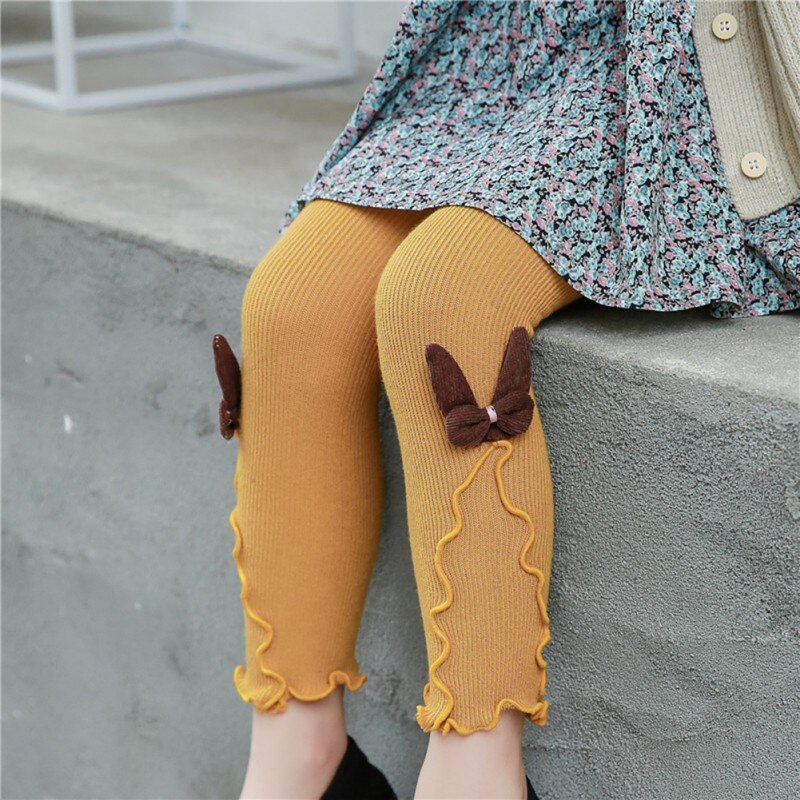 Herbst Winter Kinder Mädchen Gestrickte Leggings Kinder Feste Legging Baby Kleinkind Casual Ankle Bowknot Strümpfe