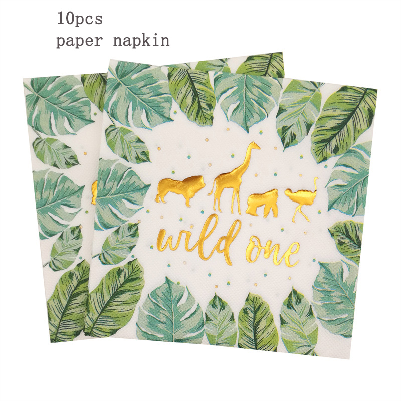 8Pcs Stamped Little Fox Disposable Paper Plate Cup Happy Birthday Picnic Party Baby Shower Jungle Party Decorative Supplies: Olive
