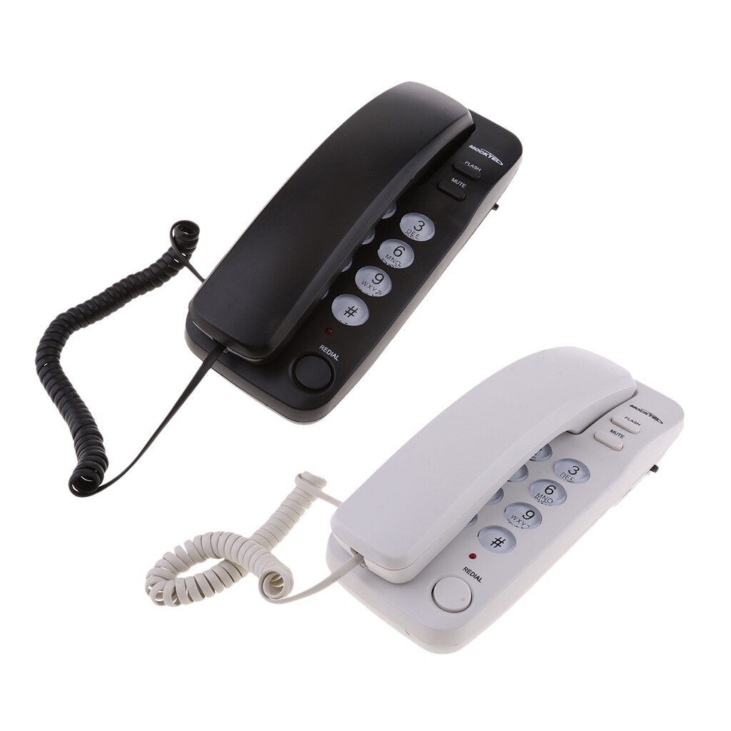 2 Pieces Corded Phone Wall Line Telephone Home Office Business White + Black