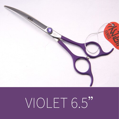 Fenice Professionele 6.5 Inch Pet Gebogen Schaar In Hond Schaar Grooming Knippen Scharen Makas Tijeras: violet