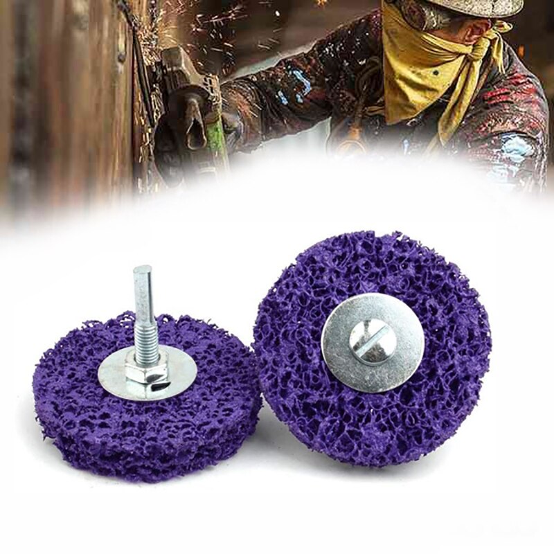 Disco de pulido de amoladora angular de 3 pulgadas para superficie de acondicionamiento, rueda de tira de polietileno con vástago de 6mm para pintura de óxido, elimina la limpieza, 5 uds.