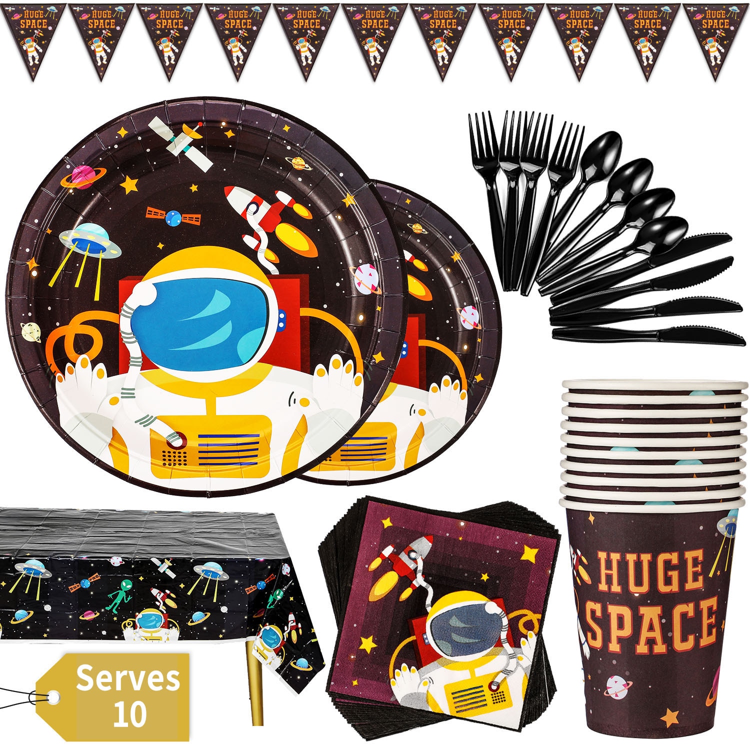 10PCS Outer Space Party Supplies disposable plate Astronaut Planet Theme Disposable Dinnerware Set Children Birthday Paper plate