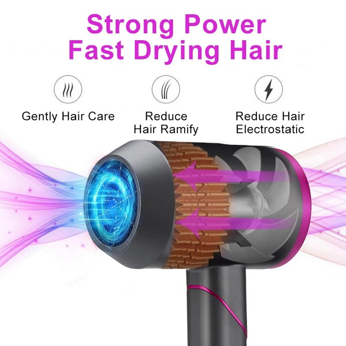 Ionic Hair Dryer 1800W Portable Lightweight Blow Fast Drying with Diffuser and Concentrator Nozzle for Home & Travel Dryer