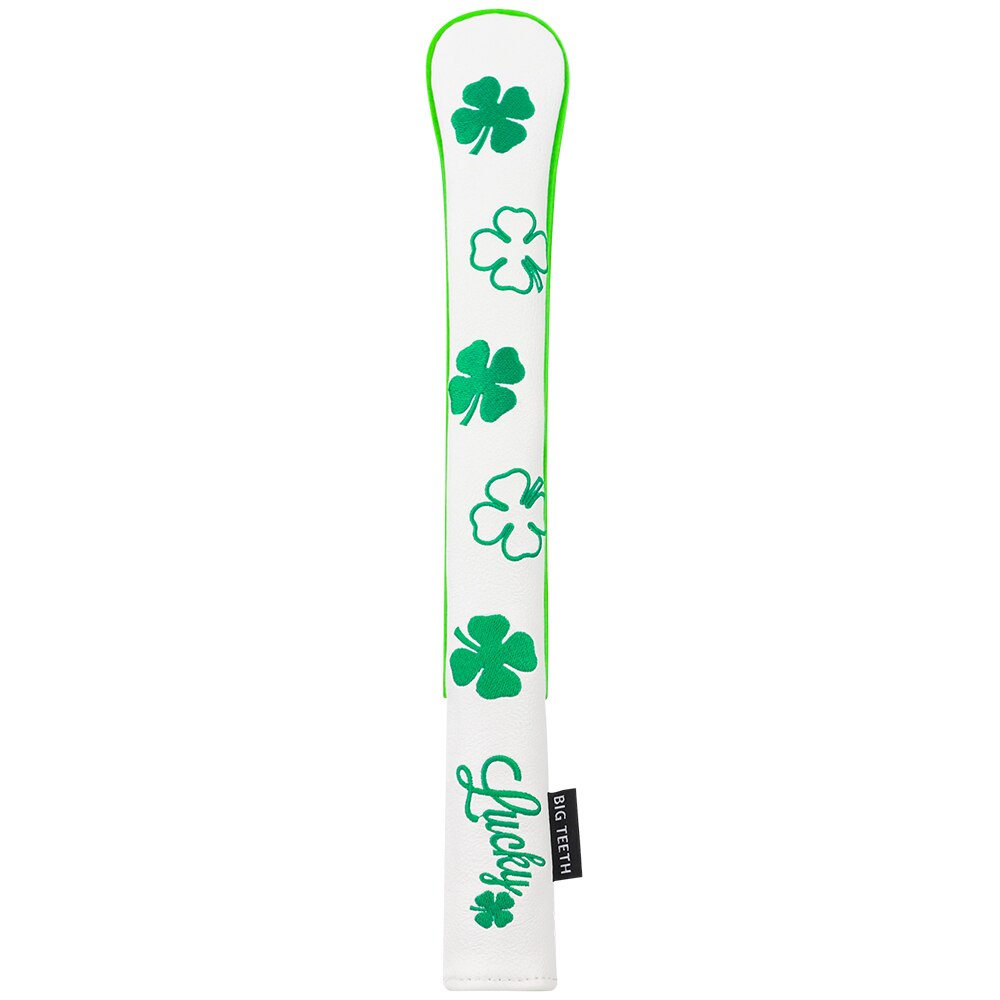 Lucky Clover Golf Alignment Stick Covers Groen/Zwart Leer Uit Grote Tanden Hand Made