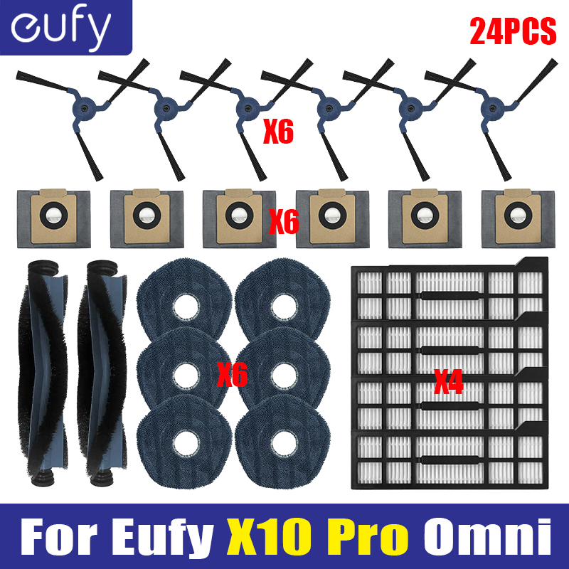 Piezas de repuesto para Eufy X10 Pro Omni, accesorios, filtro de Cepillo Lateral de rodillo, paño de mopa, almohadillas, bolsa de polvo, pieza de aspiradora: plum