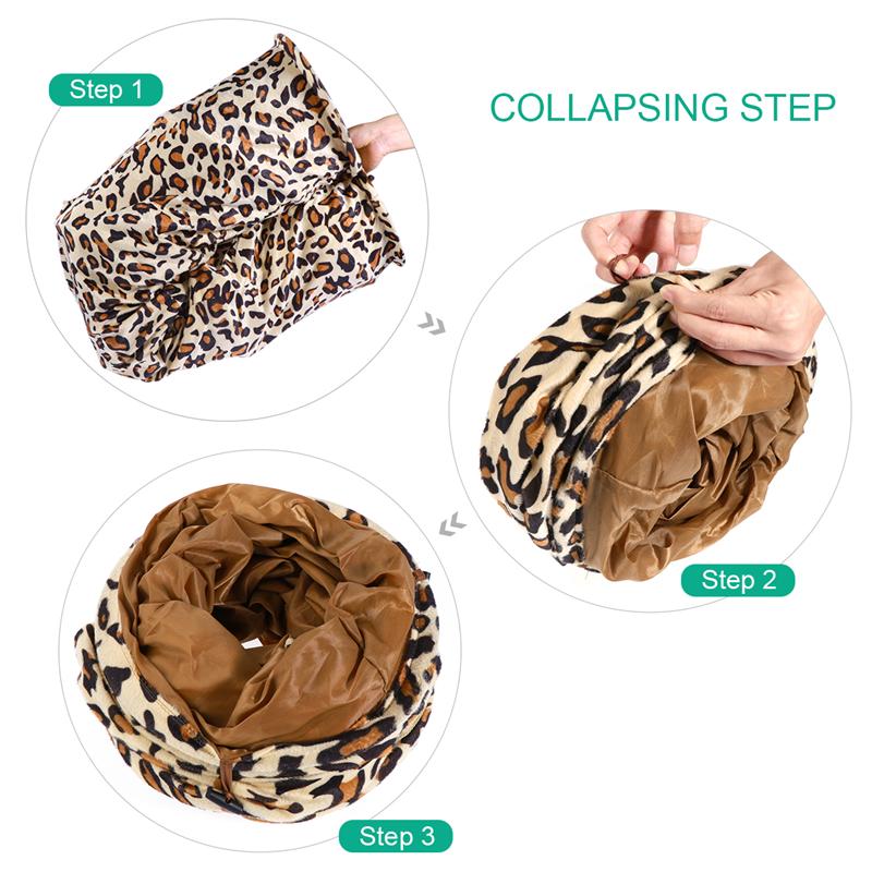 Bestomz leopard print pet tunnel lang kæledyr legetøj sammenklappelig tunnel pladsbesparende giftfri legetøj til hunde kat kaniner 120 x 25 cm