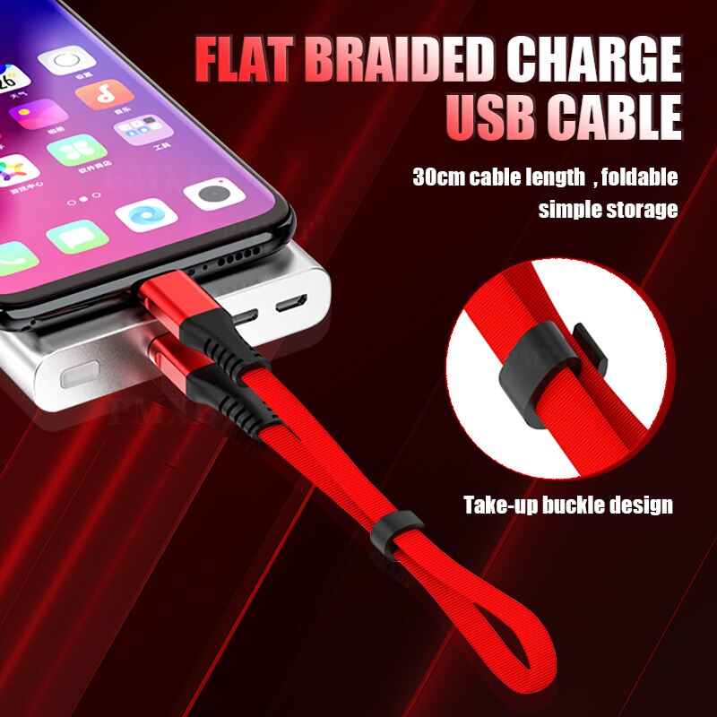 30cm korte kabel type c micro usb hurtig opladning dataledning til xiaomi huawei mobiltelefon power bank batteri bærbart usb kabel