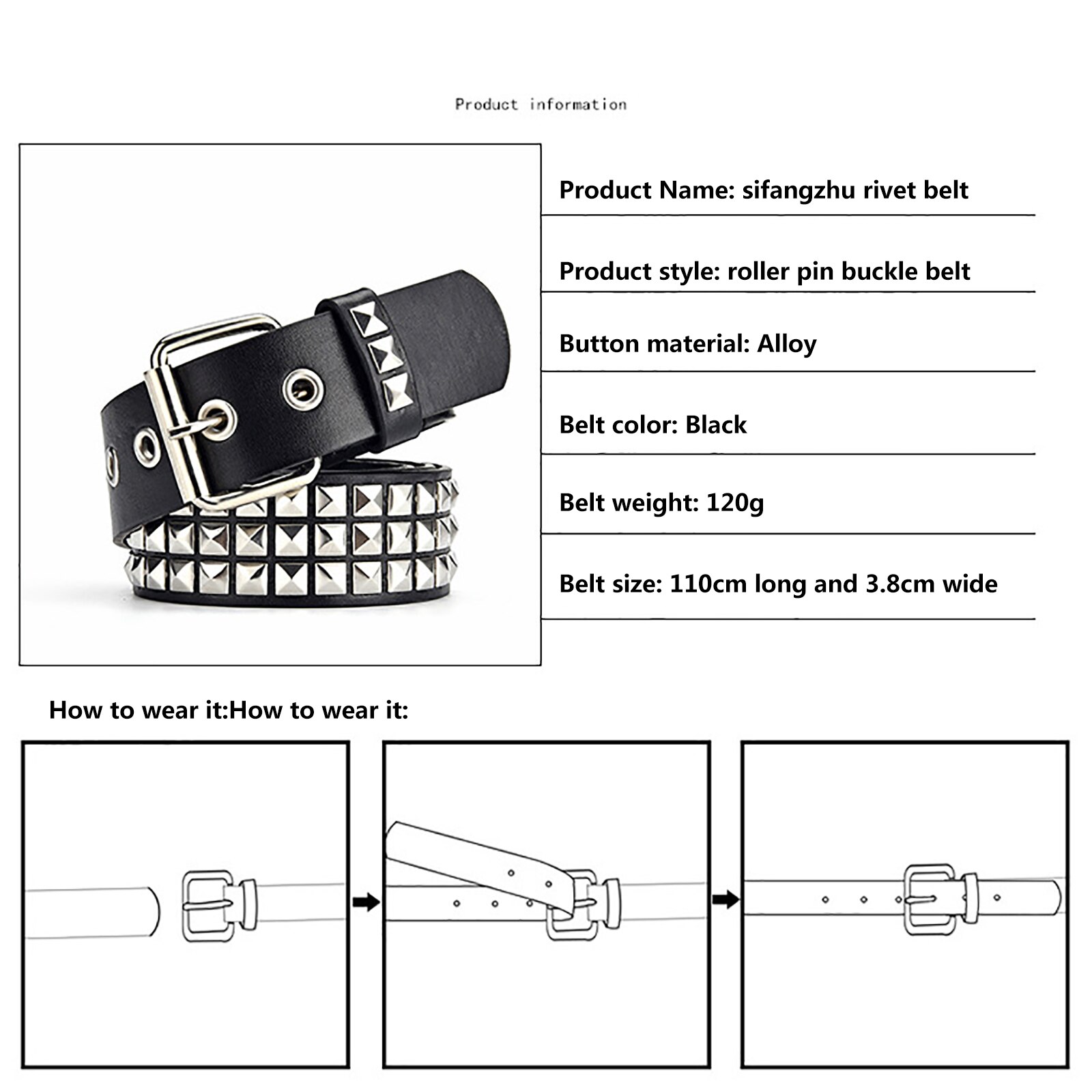 4 Kleuren Vrouwen Vintage Mode Riem Vierkante Kraal Klinknagel Punk Rock Hardware Jeans Vrouwelijke Taille Riemen