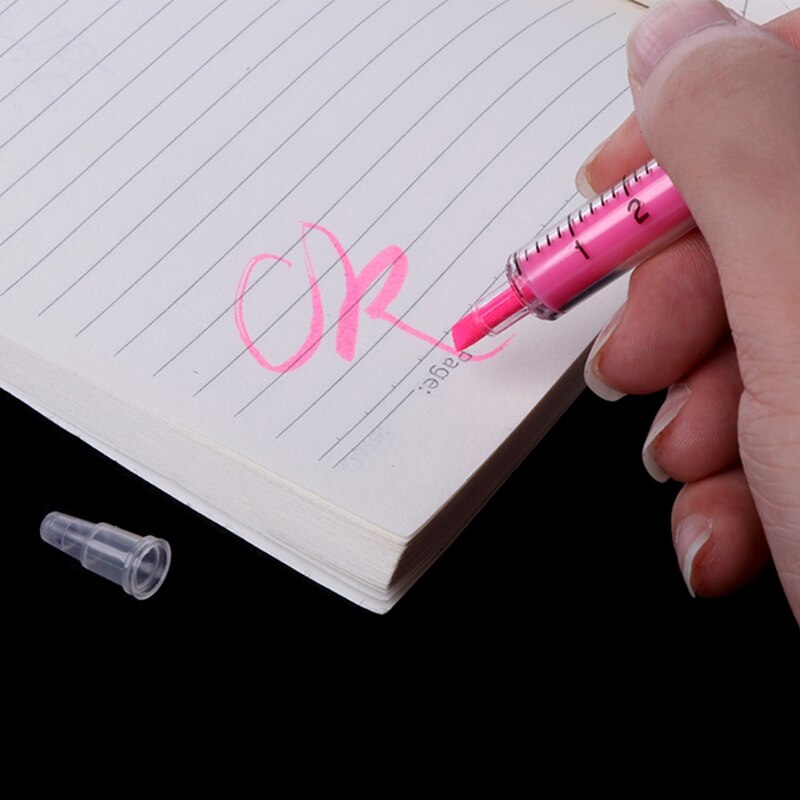 Subrayadores creativos de jeringa rotuladores de fluorescente, Material de papelería álbum de recortes, Material escolar, 6 unids/lote