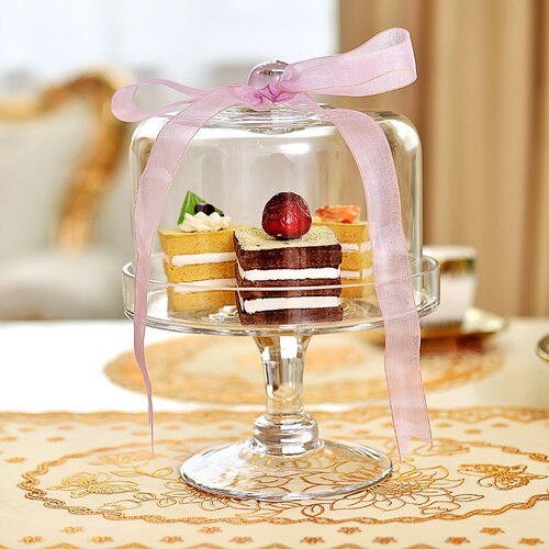 Gjennomsiktig glass kake panne kake deksel fruktsalat brett bryllupsfest dessert display stativ kake dekorere verktøy: A--diameter 17cm