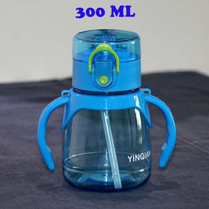 300/320/650ml milieuvriendelijke plastic babybekers voor kinderen, babyfles in cartoonvorm, kinderfles met rietje voor pasgeborenen, volwassen kinderen: 300ml blauwe handvatten