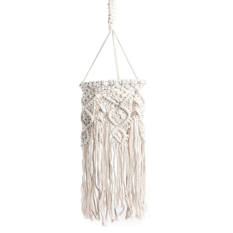 Plafonnier suspendu en forme de lampe en macramé, fait à la main, en corde de coton, style bohème, luminaire décoratif d&#39;intérieur
