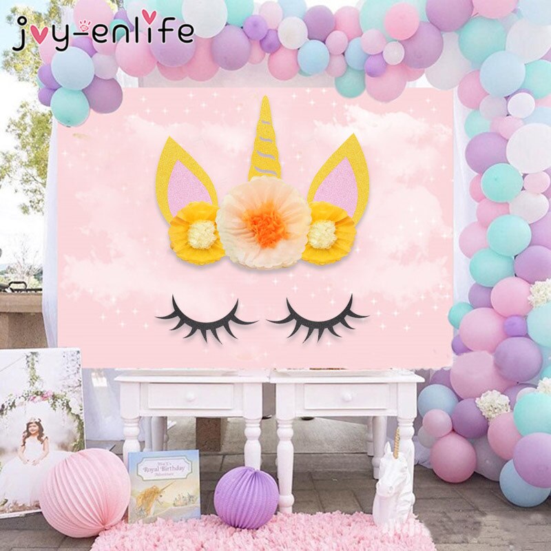 Pompon en papier licorne en forme de fleur | Oreilles licorne en corne, bricolage de décoration d'arrière-plan pour fête mariage, décoration de chambre d'anniversaire d'enfants