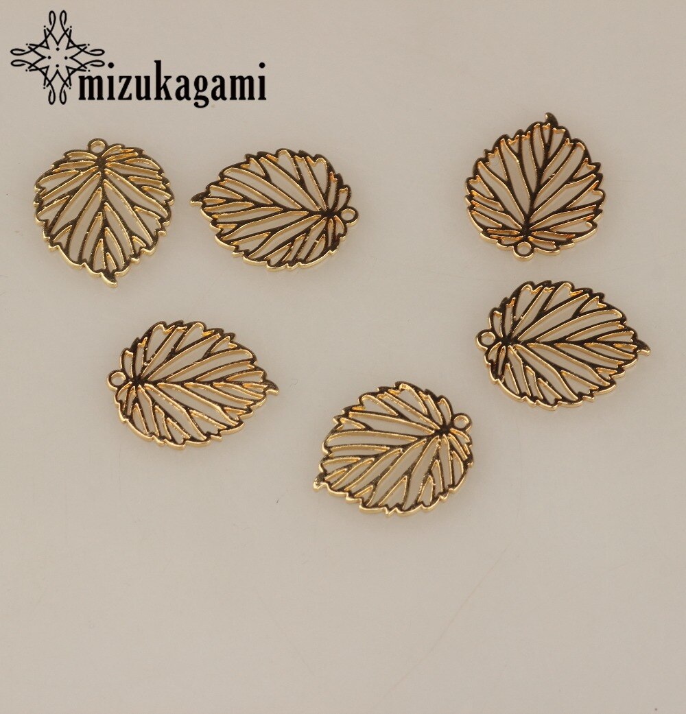 22mm 10 stks/partij Zinklegering Charms Hanger Gold Hollow Bladeren Vorm Charmes Voor DIY Sieraden Maken Vinden Accessoires