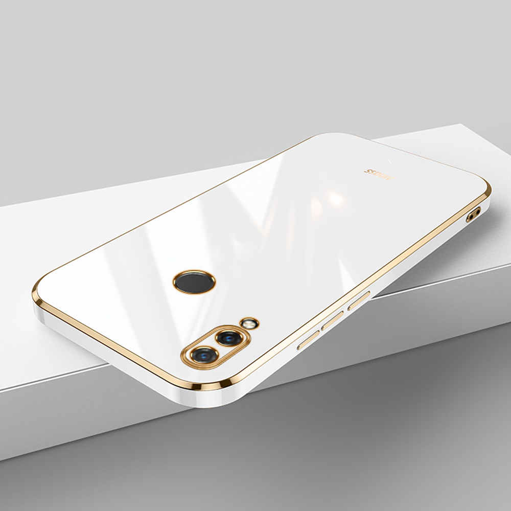 Luxus-hülle für huawei nova 3i 3 quadratisch, plattiert -lx1 stoßfest -lx1 weiche silikonrückseite, nova 3 schutzhülle: Bauchmuskeln / Beige