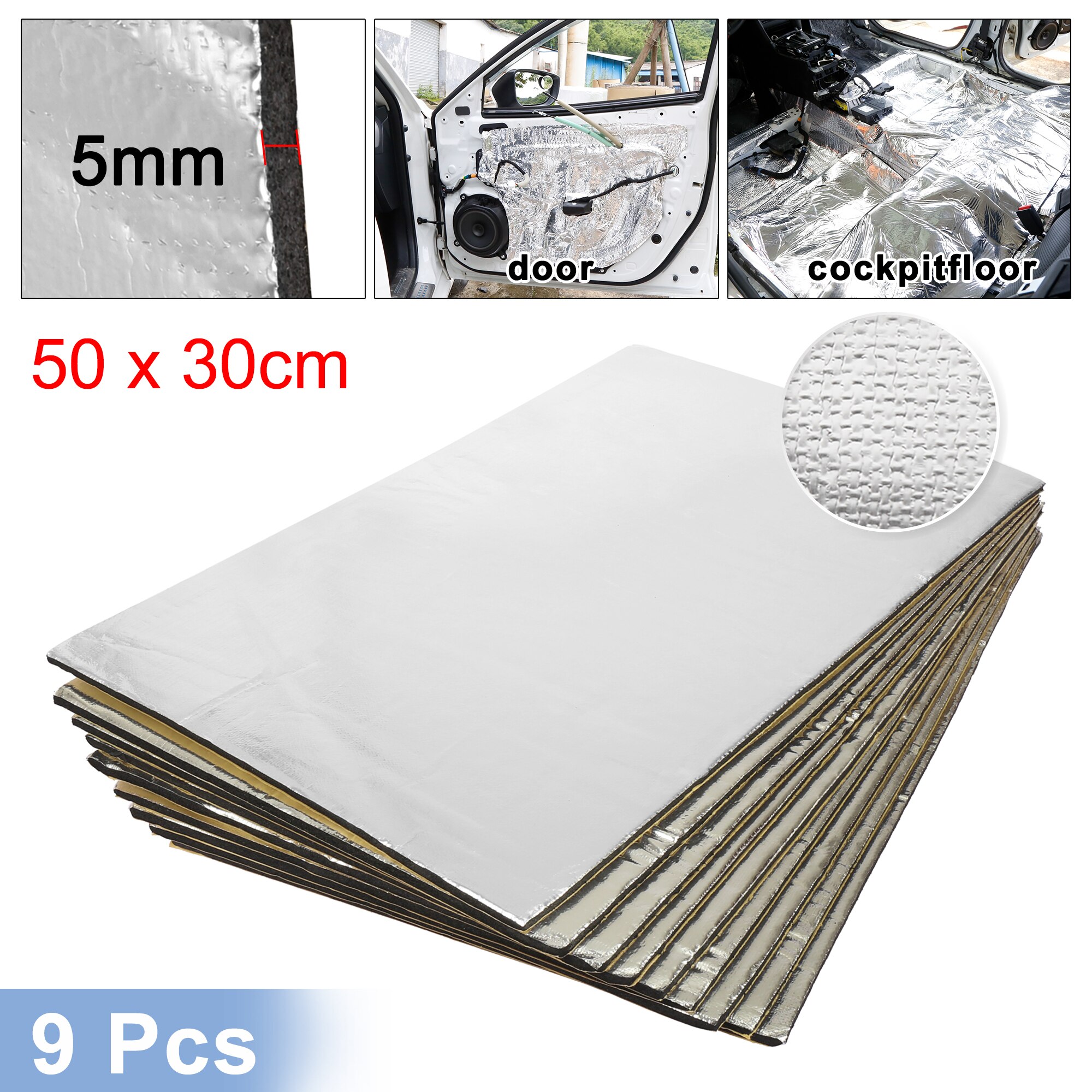 Uxcell-manta isolante de calor e som automotivo, 12 ou 50cm x 30cm, isolamento da temperatura, impermeabilização: 5mm9pcs Alumina