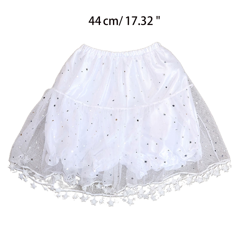 Women Petticoat Pant Pettipants Short Half Slips Underskirt with Star Tassel 17 In for Lolita Cosplay Vintage Party