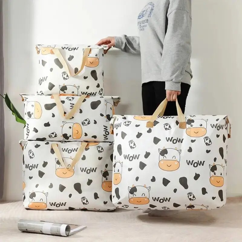1 stuk print rits quilt opbergtas rits grote capaciteit verpakking tas dubbele handvat vochtbestendige kleding quilt opbergtas