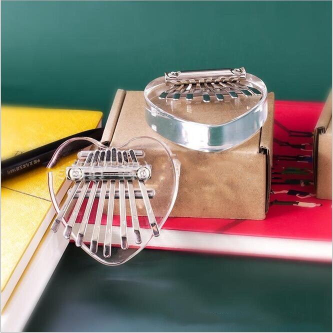 Randon mini kalimba , 8 nøkler finger tommel piano innebygd beskyttelsesboks, spesielt til låve, voksne og nybegynnere: Gjennomsiktig