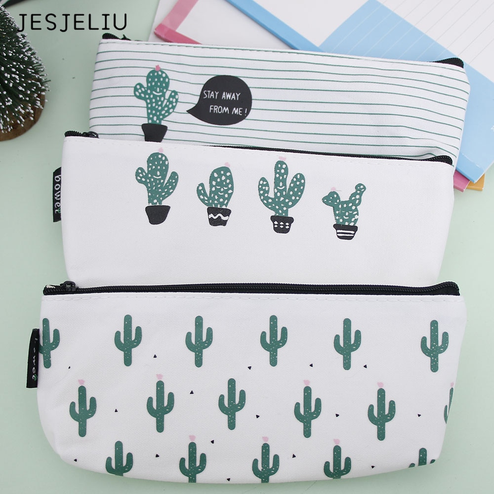 1 pièces mignon Kawaii Cactus toile porte-crayon sac à crayons pour enfants étudiant fournitures scolaires directe