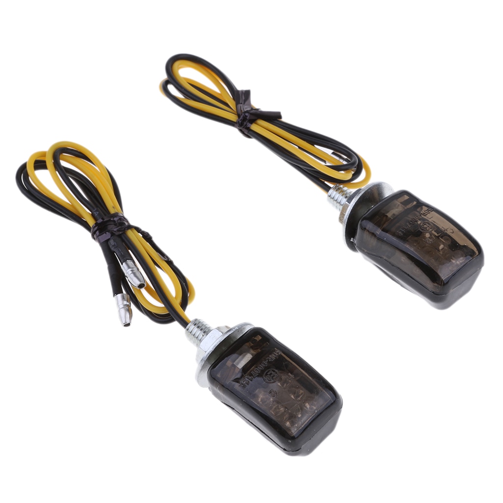 Tiny Mini Micro Motorcycle Amber LED Indicators Blinkers Turn Signal Black