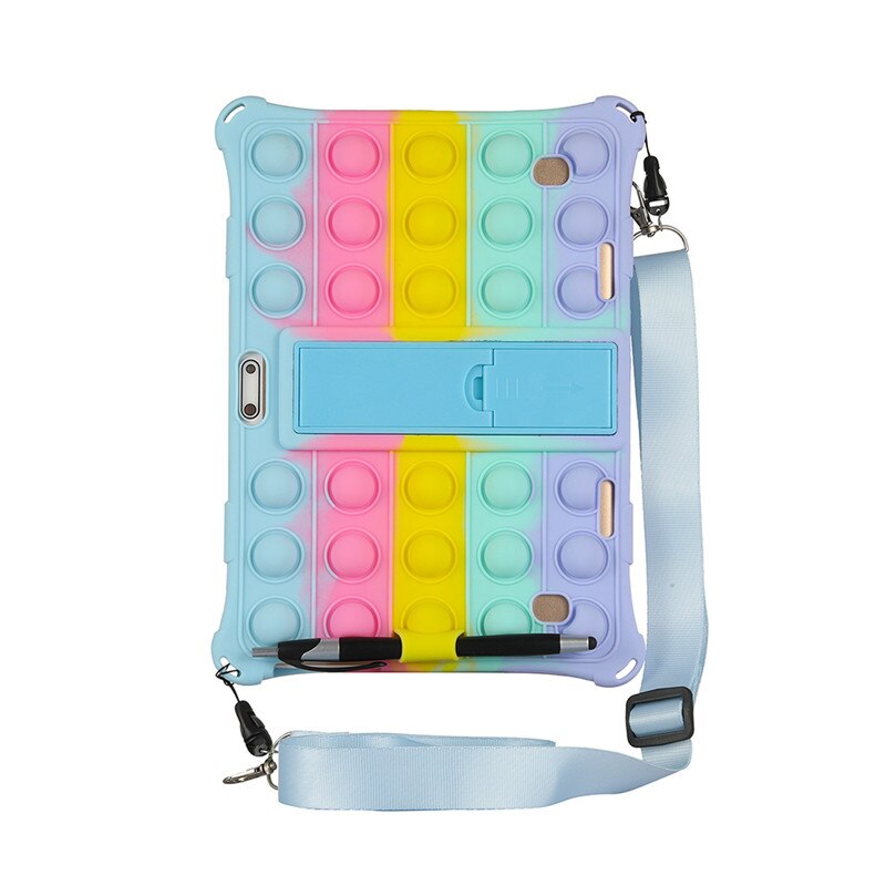 Funda Universal de silicona suave para niños, protector a prueba de golpes para Tablet PC Android de 10,1 pulgadas, 24x17cm, 10,1 pulgadas, 3G/4G, bolígrafo y correa: ColorfulSkyBlue-SP