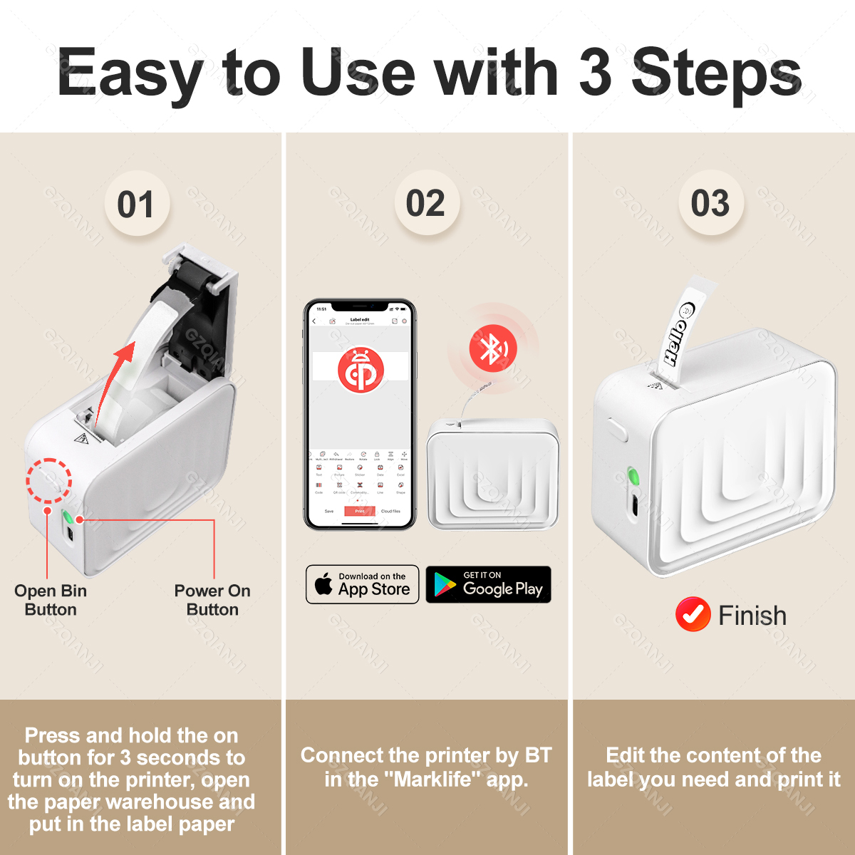 M1 Bezprzewodowa termiczna drukarka etykiet Bluetooth Mini przenośna drukarka samoprzylepnych etykiet Szybkie drukowanie Podobne jak Marklife P15 P11 P12 L12