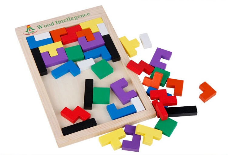 Kleurrijke Houten Tangram Brain-Teaser Puzzel Tetris Game Educatief Developmental Baby Speelgoed voor kinderen