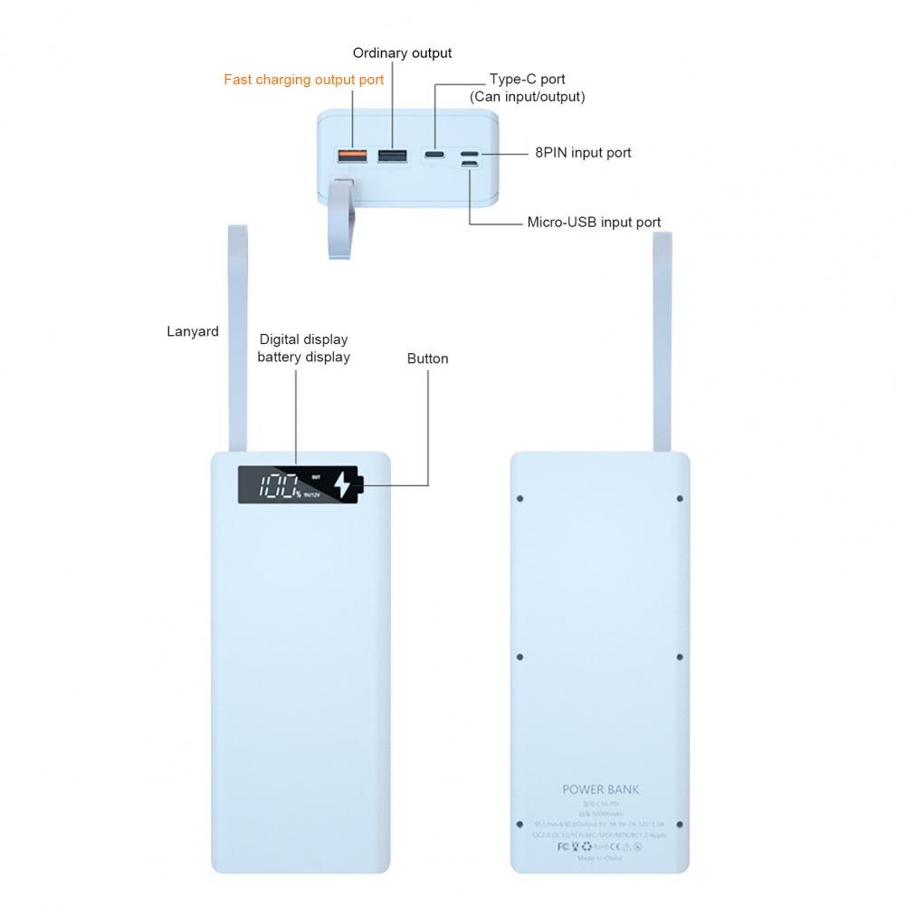 C16 Power Bank Case Detachable DIY 16x18650 Charger Case Quick Charging Power Bank Box for Smart Phone DIY Charger Shell Case