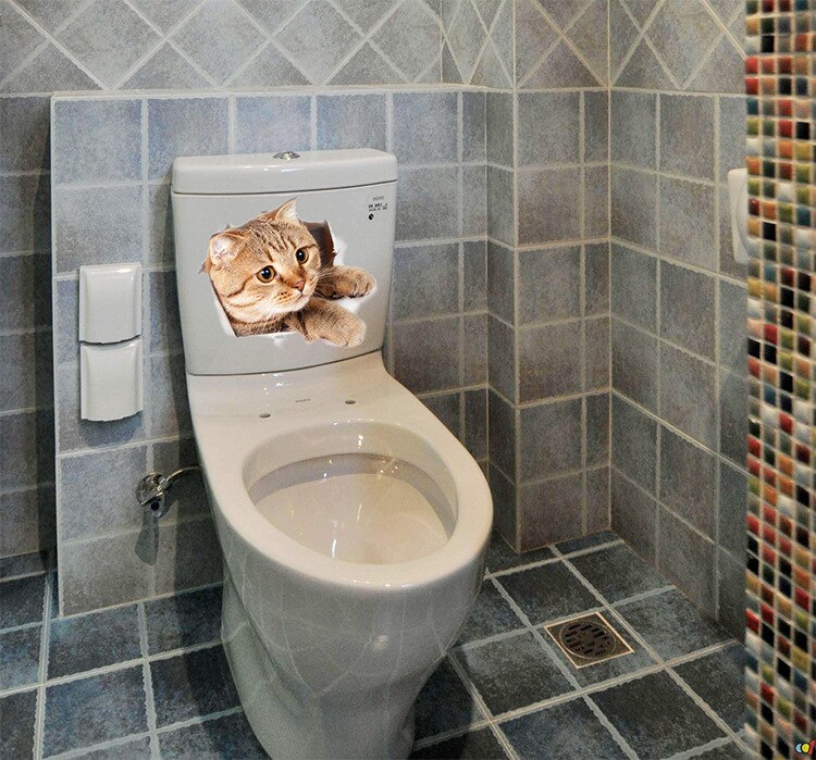 3d schattige doe-het-zelf kattenstickers, zelfklevende familie muurstickers, raamdecoraties, badkamerdecoratie voor de wc-bril en keukenaccessoires.