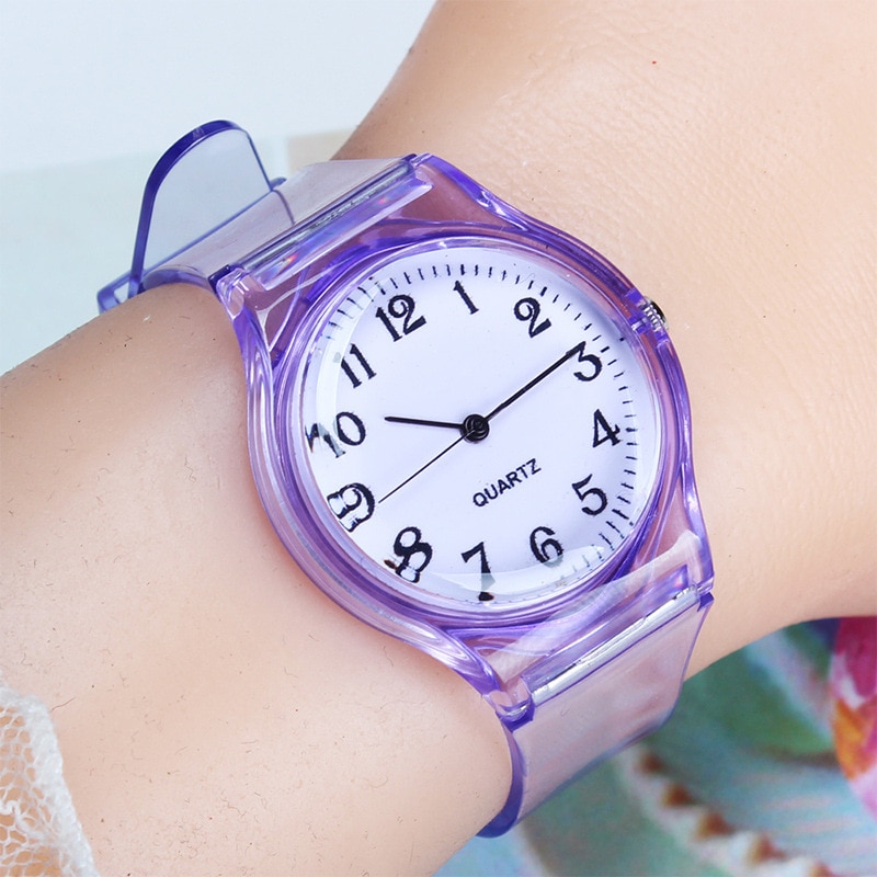 Mode Vrouwelijke Mannelijke Horloges Liefhebbers Mannen Vrouwen Horloges Transparante Candy Kleur Plastic Band Casual Quartz Horloges