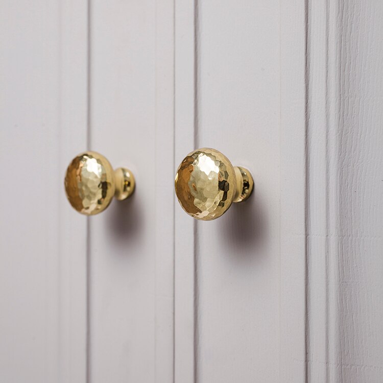 Hand Gehamerd Licht Luxe Paddestoel Messing Handvat Lade Kast Schoen Kastdeur Ronde Goud Enkel Gat Kleine Handvat