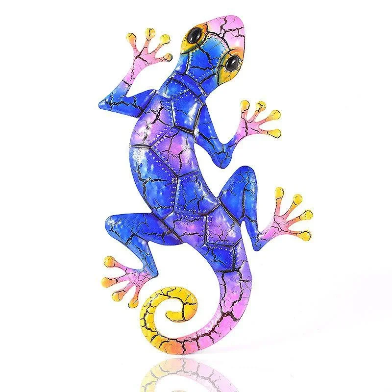 Metal Gecko Yard Garden Decoration for Outdoor Statues Home-garden Wall Decor Miniature Accessories Sculpture Lizard Ornaments: Blue