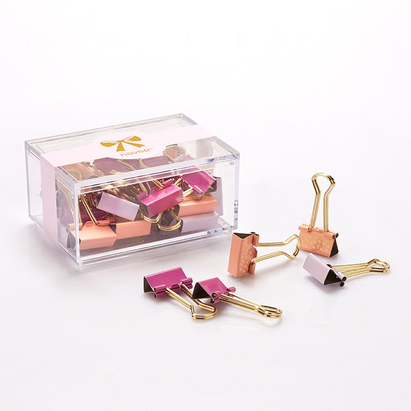 Metal Pink Clips Stationery Book School Binder Clip Office Accessories Label Folder Stationery Store