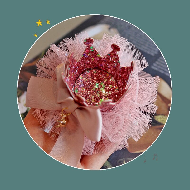 Crianças kidds menina princesa strass cristal rendas coroa estrela brilhante hairpin clipe novo estilo presente decoração acessório