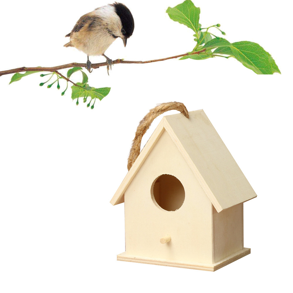 Kreative Vogel Haus Zauberstab-montiert Holz Nest Dox Nest Haus Vogel Haus Vogel Kasten Holz Kasten KäFeige Dekoration Garten liefert # R15