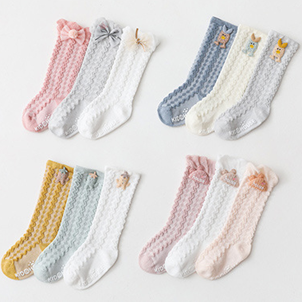3 Paren/set Baby Sokken Voor 0-5years Baby Meisjes Antislip Ademend En Koel In De Zomer Dunne En Licht Anti-Muggen Zachte Katoen