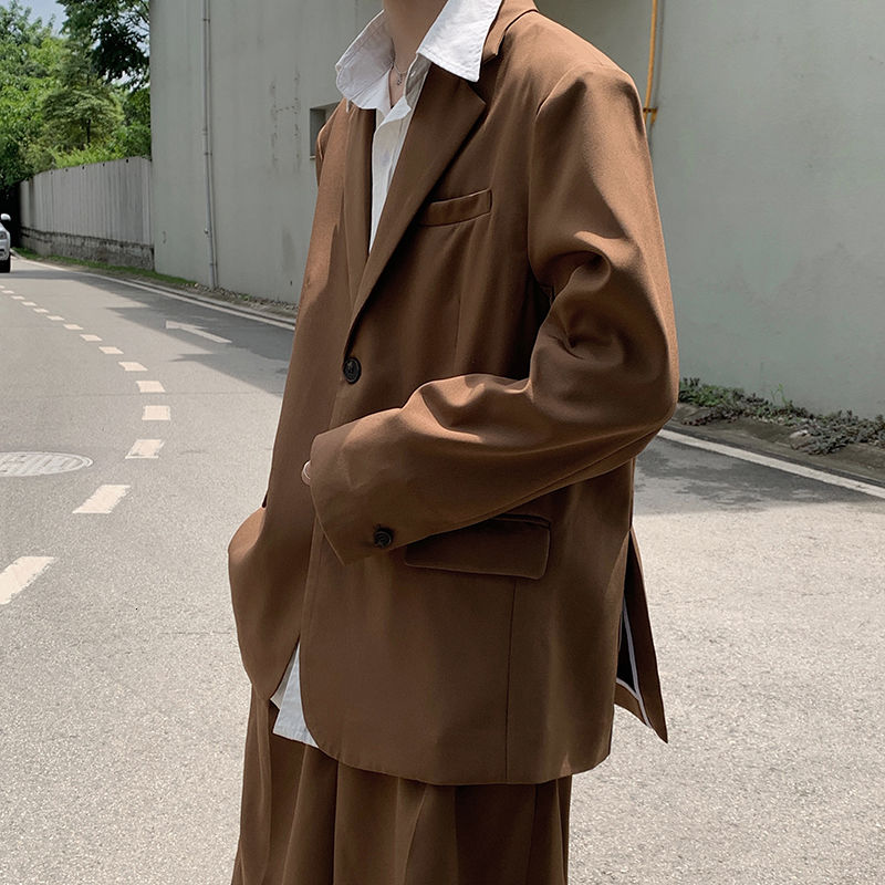 IEFB-Chaqueta de estilo coreano para hombre, traje pequeño de color sólido, estilo coreano, chaqueta vintage holgada e informal, 9Y3720: Camel / M